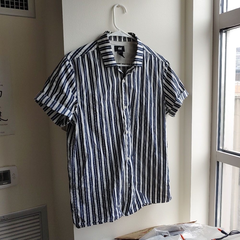 H&M Navy Stripe Button Down